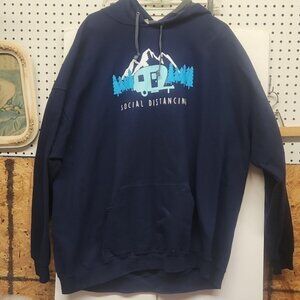 Social distancing sweatshirt 4XL navy blue camping fruit of the loom soft